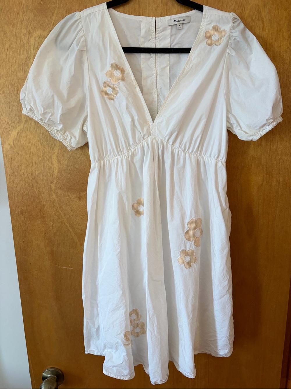 Madewell White Mini Dress with Floral Appliqués